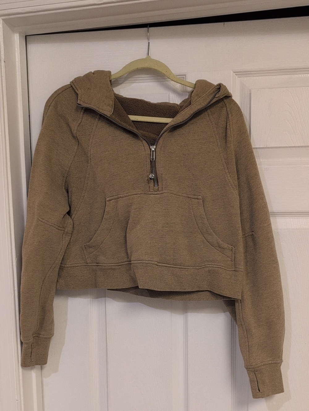 Cropped Half-Zip Lululemon Suba Hoodie in Light Brown